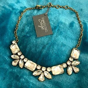 Sparkling Sage Stone Statement Bib Necklace